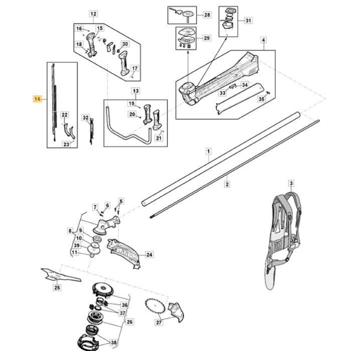 Gaskabel voor STIGA, CASTELGARDEN, MOUNTFIELD, ALPINA BC750, BC760, MS2700, MS3300, OM230MS, SBC646, SBC656 op Bosmaaiers - Trimmer - Motorzeis Kabel BC 750, BC 760, MS 2700, MS 3300, OM 230 MS, SBC 646, SBC 656, onderdelen