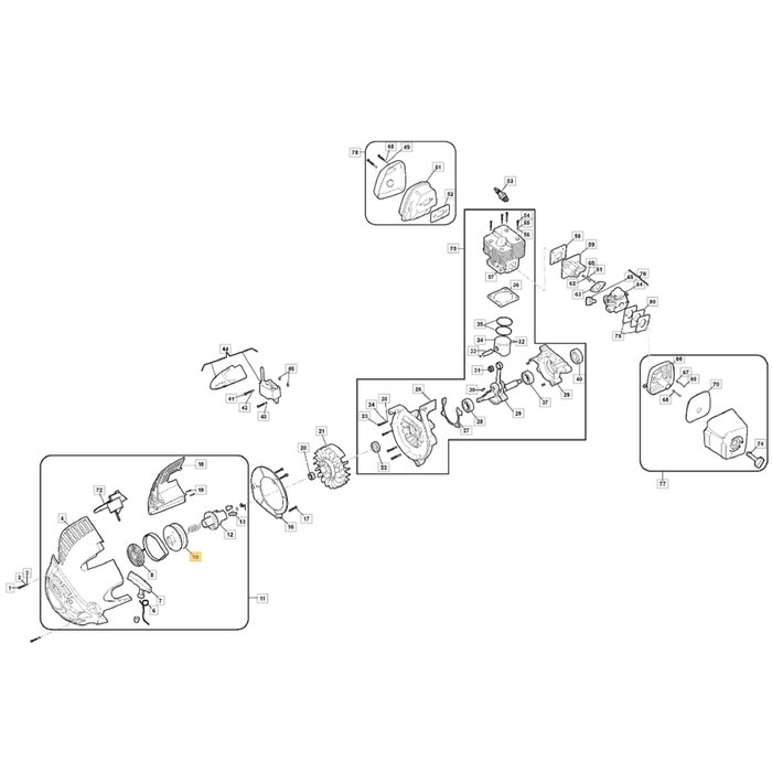Starterpoelie voor STIGA, CASTELGARDEN, MOUNTFIELD, ALPINA ABL27, AS1100, BL530, BLC27, EP27BV, MBL270V, SBL327, SBL327V, XBL27V Bladblazers ABL 27, AS 1100, BL 530, BLC 27, EP 27BV, MBL 270V, SBL 327, SBL 327 V, XBL 27 V, onderdelen