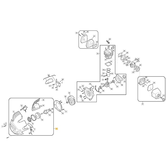 Starter Compleet voor STIGA, CASTELGARDEN, MOUNTFIELD, ALPINA AS1100, BL530, EP27BV, SBL327, SBL327V Bladblazers Handstarter AS 1100, BL 530, EP 27BV, SBL 327, SBL 327 V, onderdelen