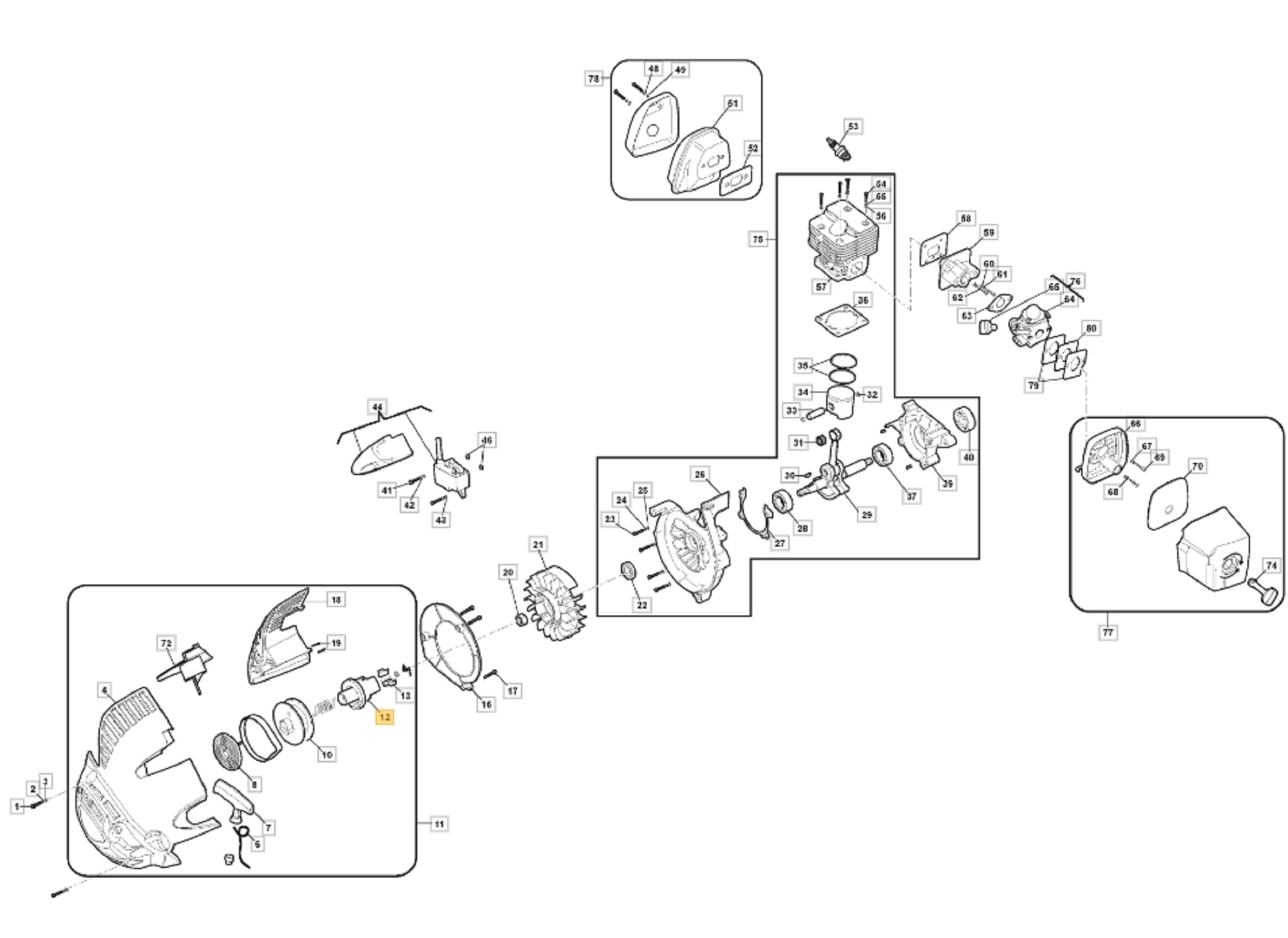 Startercup voor STIGA, CASTELGARDEN, MOUNTFIELD, ALPINA ABL27, AS1100, BL530, BLC27, EP27BV, MBL270V, SBL327, SBL327V, XBL27V op Bladblazers Startcup ABL 27, AS 1100, BL 530, BLC 27, EP 27BV, MBL 270V, SBL 327, SBL 327 V, XBL 27 V, onderdelen