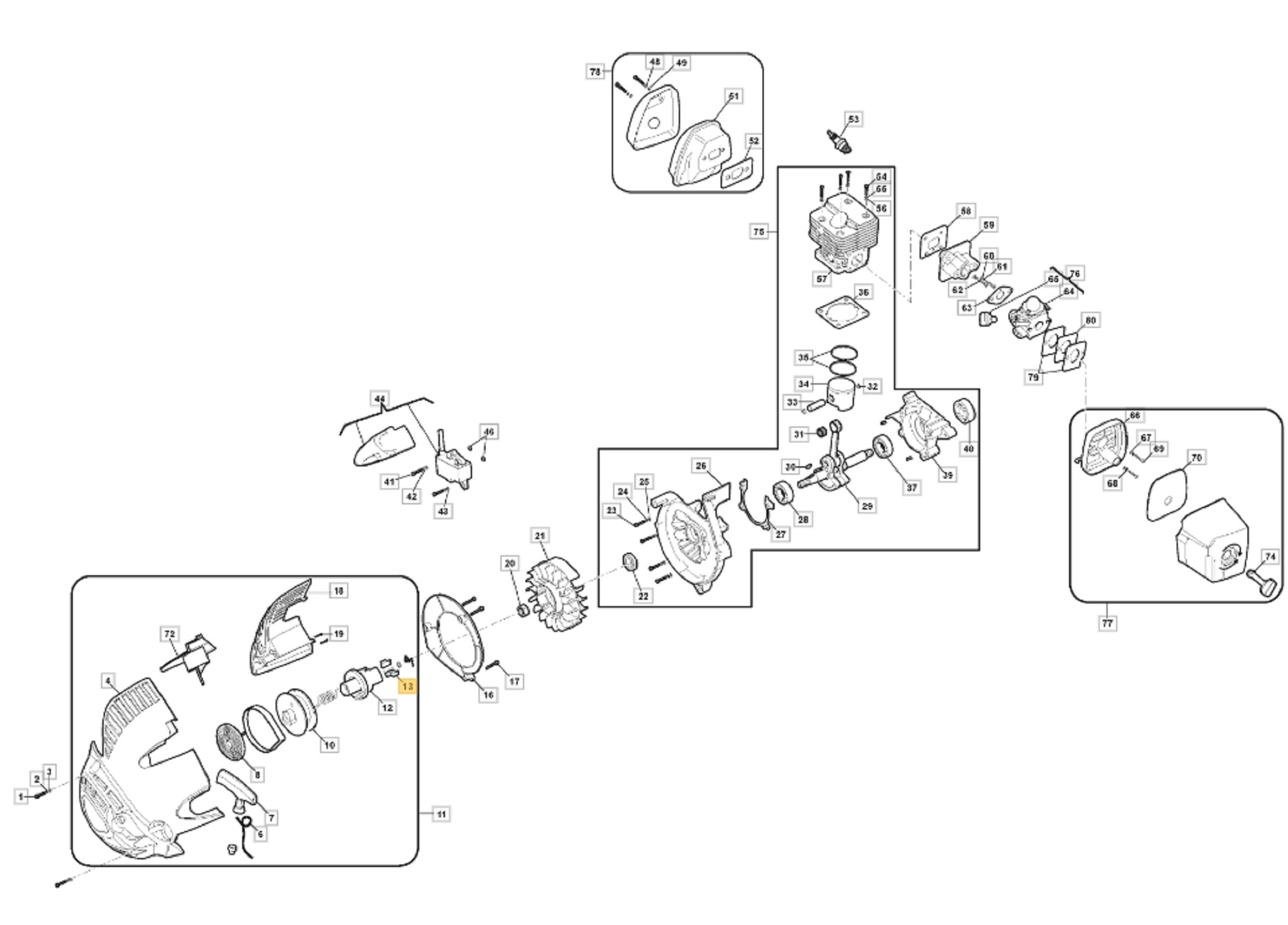 Starterpal voor STIGA, CASTELGARDEN, MOUNTFIELD, ALPINA ABL27, AS1100, BL530, BLC27, EP27BV, MBL270V, SBL327, SBL327V, XBL27V op Bladblazers ABL 27, AS 1100, BL 530, BLC 27, EP 27BV, MBL 270V, SBL 327, SBL 327 V, XBL 27 V