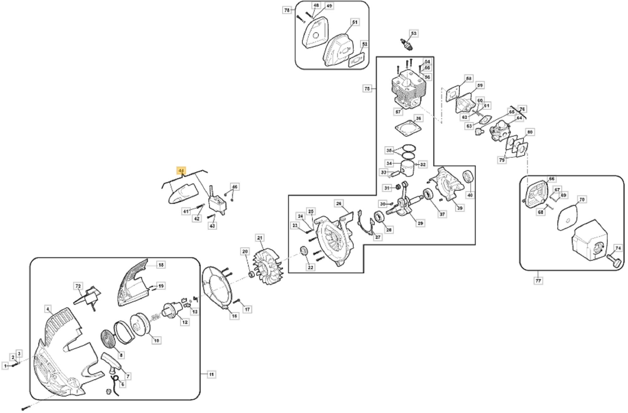 Ontstekingsspoel voor STIGA, CASTELGARDEN, MOUNTFIELD, ALPINA ABL27, AS1100, BL530, BLC27, EP27BV, MBL270V, SBL327, SBL327V, XBL27V op Bladblazers ABL 27, AS 1100, BL 530, BLC 27, EP 27BV, MBL 270V, SBL 327, SBL 327 V, XBL 27 V, onderdeel