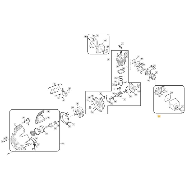 Luchtfilterhuis Compleet voor STIGA, CASTELGARDEN, MOUNTFIELD, ALPINA ABL27, ABL27V, AS1100, BL530, BL530V, EP27BV, SBL327, SBL327V Bladblazers ABL 27, ABL 27 V, AS 1100, BL 530, BL 530 V, EP 27BV, SBL 327, SBL 327 V, onderdeel