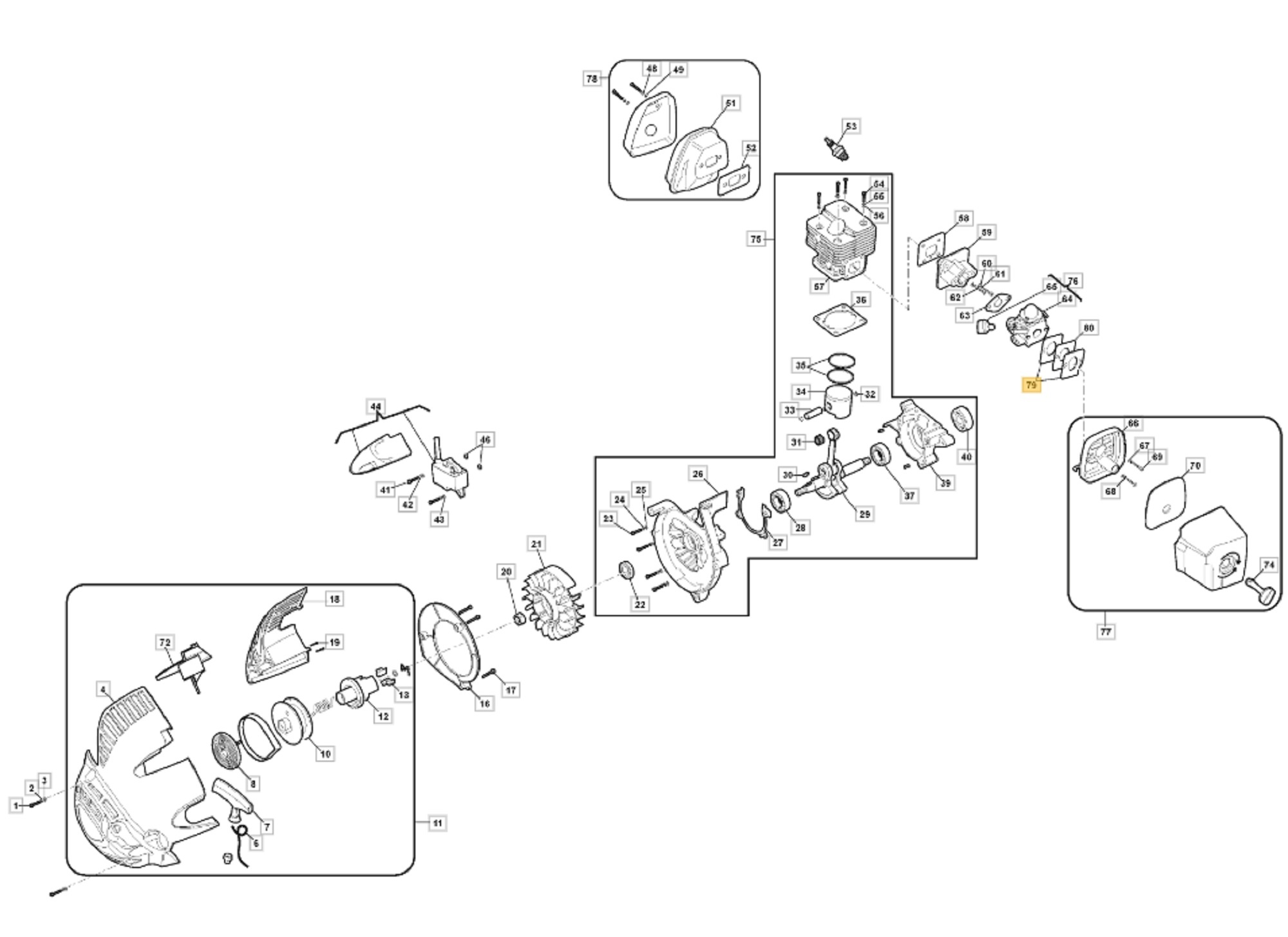 Inlaatpakking voor STIGA, CASTELGARDEN, MOUNTFIELD, ALPINA ABL27, AS1100, BL530, BLC27, EP27BV, MBL270V, SBL327, SBL327V, XBL27V Bladblazers ABL 27, AS 1100, BL 530, BLC 27, EP 27BV, MBL 270V, SBL 327, SBL 327 V, XBL 27 V, onderdeel