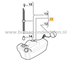 Brandstoftank Compleet voor Stiga, Castelgarden, Alpina, Mountfield Bladblazers, Blowers, Bladvegers Benzinetank BL980R, MBP750, SBP375, XBP75, onderdelen, BL 980 R, MBP 750, SBP 375, XBP 75, onderdeel