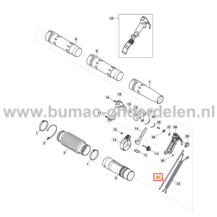 Gaskabel voor STIGA, Castelgarden, Alpina, Mountfield Bladblazers, Blowers, Gas Kabel BL980R, MBP750, SBP375, XBP75, onderdelen