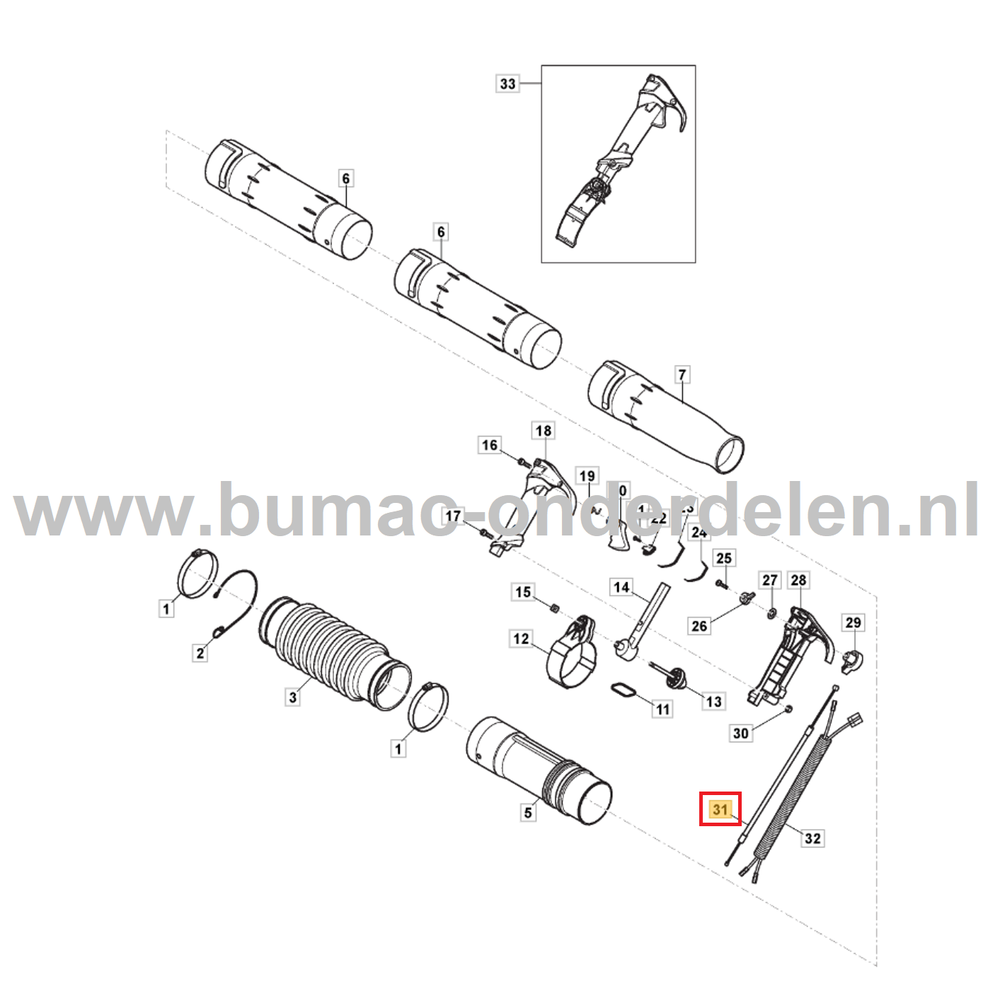 Gaskabel voor STIGA, Castelgarden, Alpina, Mountfield Bladblazers, Blowers, Gas Kabel BL980R, MBP750, SBP375, XBP75, onderdelen