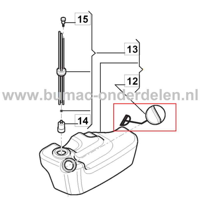 Tankdop voor Stiga, Castelgarden, Alpina, Mountfield Bladblazers, Blowers, Bladvegers Brandstofdop BL980R, MBP750, SBP375, XBP75, onderdeel, BL 980 R, MBP 750, SBP 375, XBP 75, Benzinedop