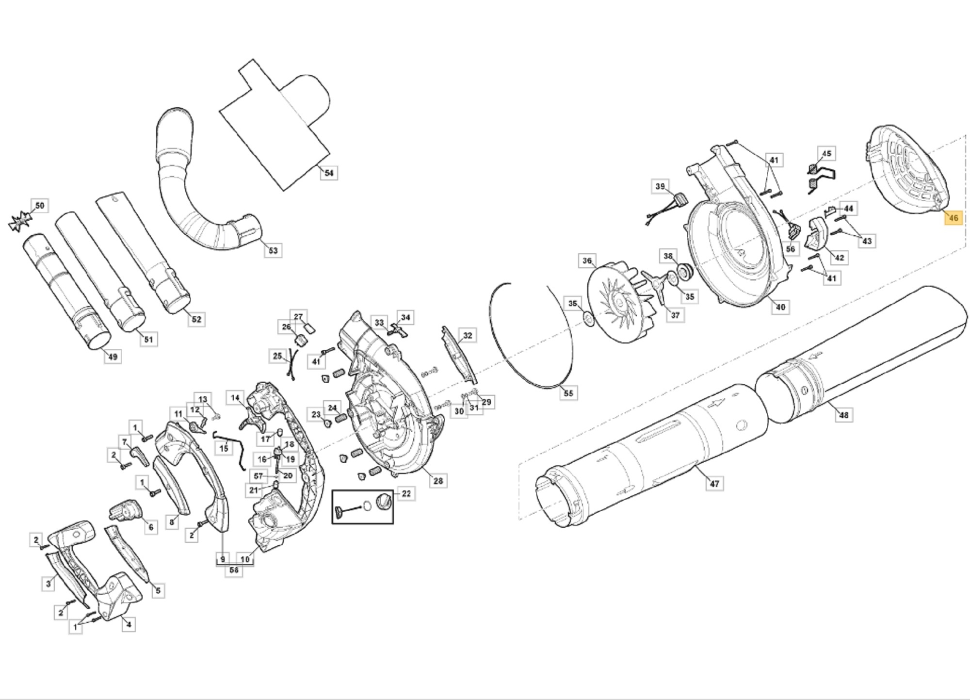 Beschermkap voor STIGA, CASTELGARDEN, MOUNTFIELD, ALPINA ABL27, ABL27V, AS1100, BL530, BL530V, BLC27, EP27BV, MBL270V, SBL327, SBL327V, XBL27V Bladblazers