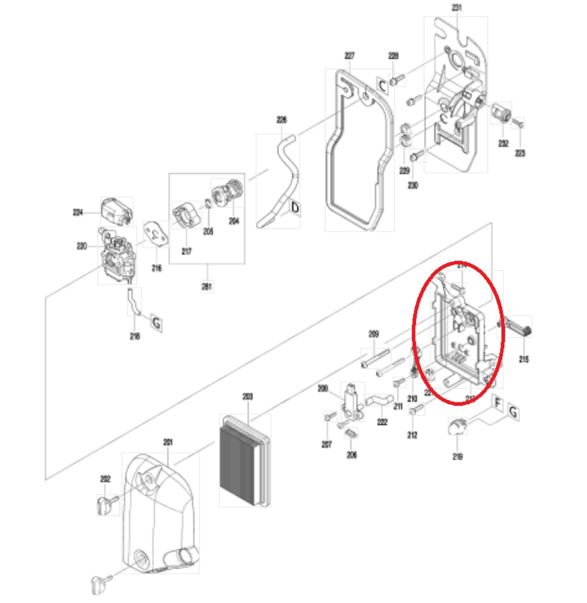 Luchtfilterhouder voor DOLMAR, MAKITA, ROBIN MG5300.4, EB5300TH Bladblazers Luchtfilterhuis MG53004, EB 5300 TH onderdeel