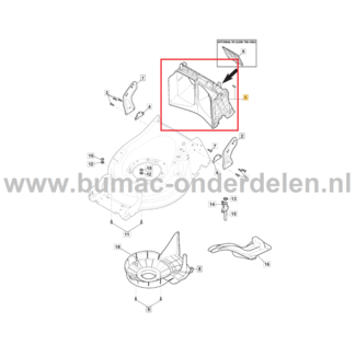 Frame Achterkant voor Stiga, Castelgarden, Alpina, Mountfield Gazonmaaiers, Grasmaaiers beschermkap COMBI 955 SQ AE, EP 484 TBI, EP 484 TH, EP 534 TBX, EP 534 THX, EP 534 TVBX, EP 534 TVHX, FL 53 SQH, GBW 48 EXi, GBW 53 RE, GBW 53 RE IS, H48BEV150, H48BEV