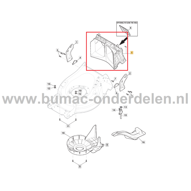 Frame Achterkant voor Stiga, Castelgarden, Alpina, Mountfield Gazonmaaiers, Grasmaaiers beschermkap COMBI 955 SQ AE, EP 484 TBI, EP 484 TH, EP 534 TBX, EP 534 THX, EP 534 TVBX, EP 534 TVHX, FL 53 SQH, GBW 48 EXi, GBW 53 RE, GBW 53 RE IS, H48BEV150, H48BEV