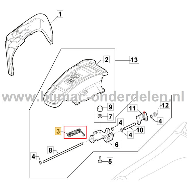 Veer voor Zijklep Stiga, Castelgarden, Alpina, Mountfield Gazonmaaiers, Grasmaaiers zijklepveer COMBI 50 SVQ H, COMBI 53 S4Q B, AL5 46 SHQ, AL5 51 SBQ, AL5 51 SHQ, AL5 51 VBQ, AL5 51 VHQ, AL6 46 VAQ, AL6 46 VHQ, AL6 48 SBQ, AL6 48 VHQ, AL6 48 VQ, AL6 5