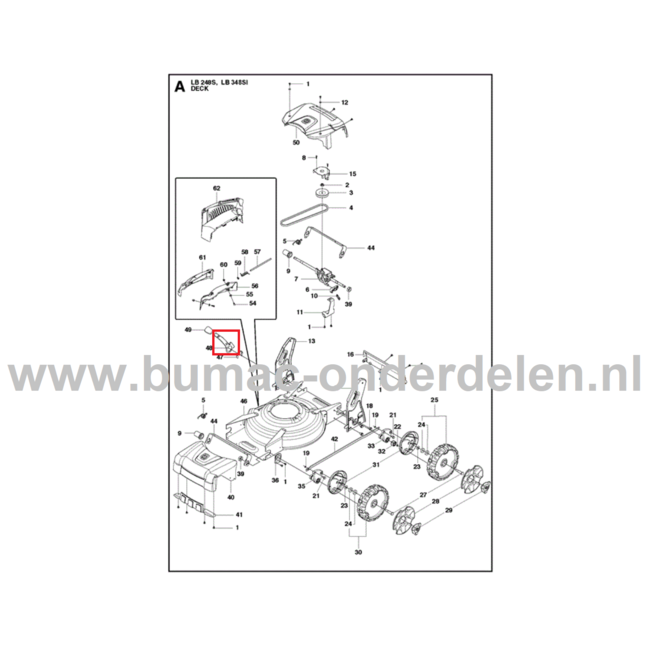 Maaihoogte Instelling voor Husqvarna, Jonsered, Partner, McCulloch Gazonmaaiers, Grasmaaiers, Loopmaaiers, Duwmaaiers Maaihoogte Instellingshendel LB 248S, LB 253S, LB348 LB348 V, V Classic, LB48, LB48 V, VE, LC348 V,