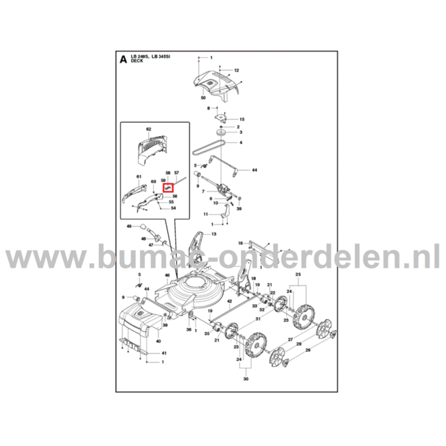 Veer voor Zijklep op Husqvarna, Jonsered, Partner, McCulloch Gazonmaaiers, Grasmaaiers, Defector veer LB 248S, LB 253S, LB348 SI, LB348 V, LB348 V Classic, LB48, LB48 e, LB48 V, M148SV, R148SV, onderdeel