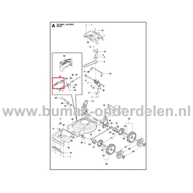 Zijklep voor Husqvarna, Jonsered, Partner, McCulloch Gazonmaaiers, Grasmaaiers, Loopmaaiers, Duwmaaiers zij klep LB 248S, LB 253S, LB348 SI, LB348 V, LB348 V Classic, LB48, LB48 e, LB48 V, M148SV, R148SV, onderdeel