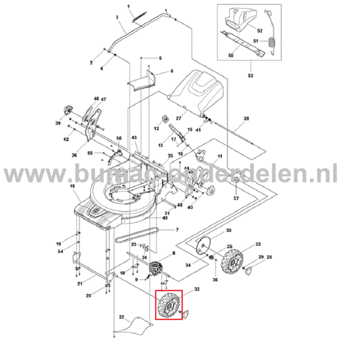 Voorwiel voor Husqvarna, Jonsered, Partner, McCulloch Gazonmaaiers, Grasmaaiers Wiel LC551SP, LC551VBP onderdeel