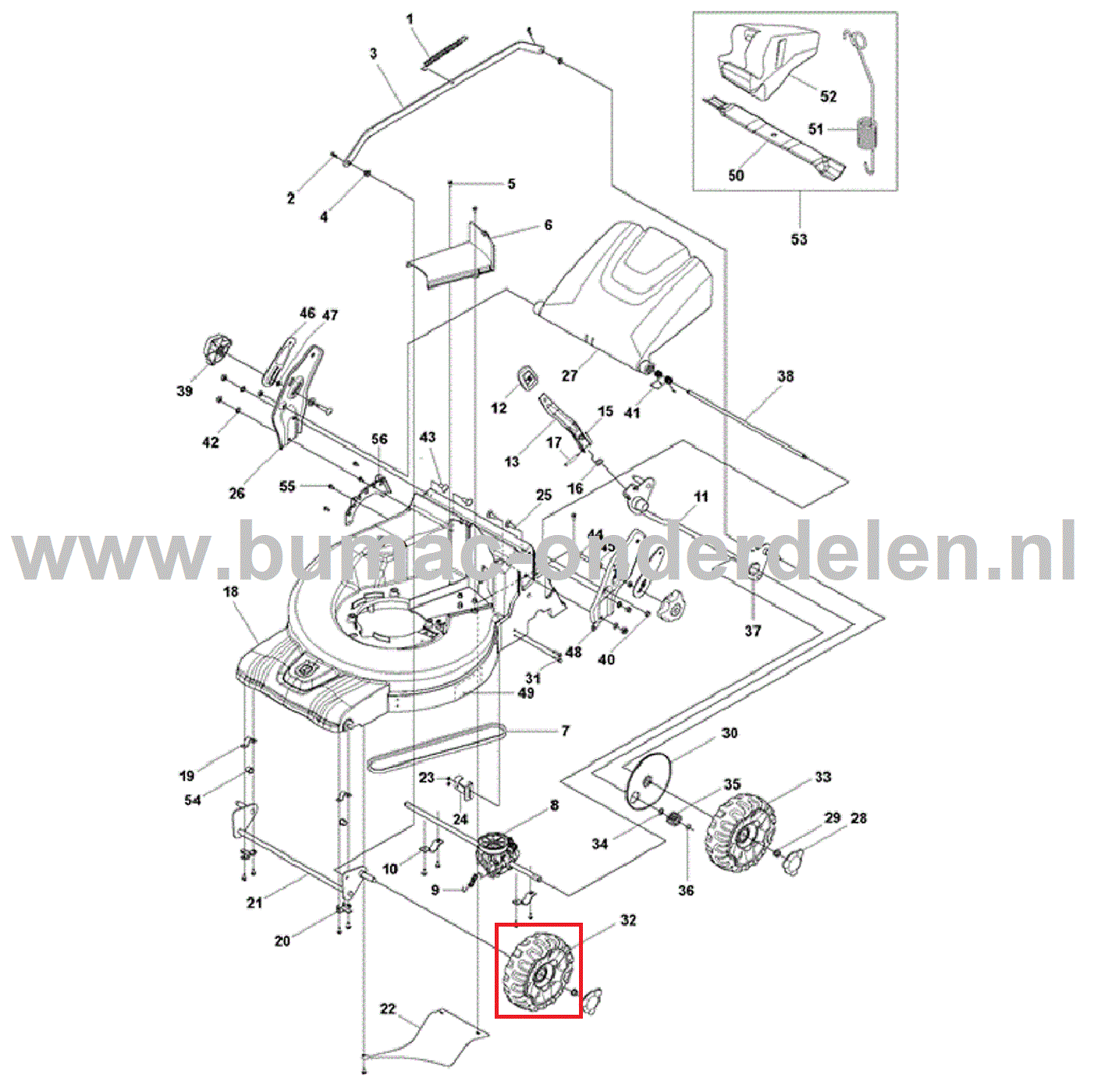 Voorwiel voor Husqvarna, Jonsered, Partner, McCulloch Gazonmaaiers, Grasmaaiers Wiel LC551SP, LC551VBP onderdeel