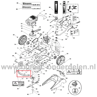 Vervangbare Deflector Voorkant voor Husqvarna, Jonsered, Partner, McCulloch Gazonmaaiers, Grasmaaiers, Stootrand, Voorbeschermer D51 S, D51 SP, D51 SPB, DB51, DBH51, ELITE SP2, ELITE SP2 SPH2