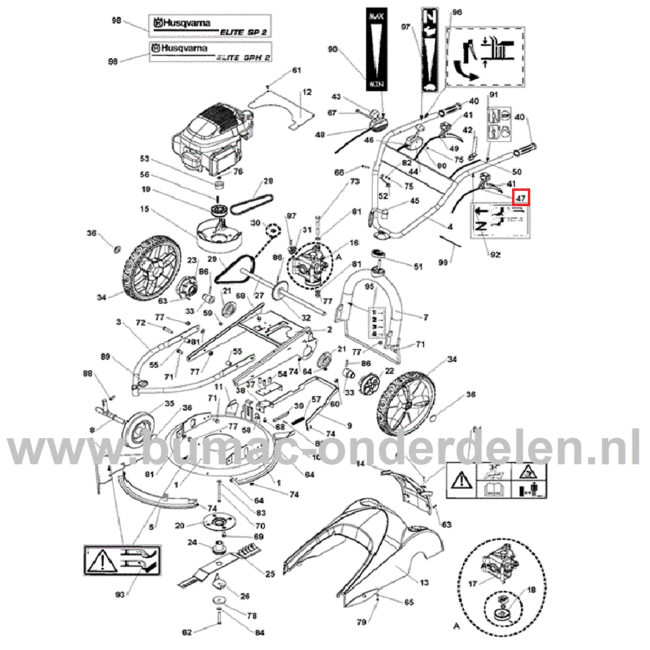 Koppelingskabel voor Husqvarna, Jonsered, Partner, McCulloch Gazonmaaiers, Grasmaaiers, Koppeling Kabel ELITE SP2, ELITE SP2 SPH2