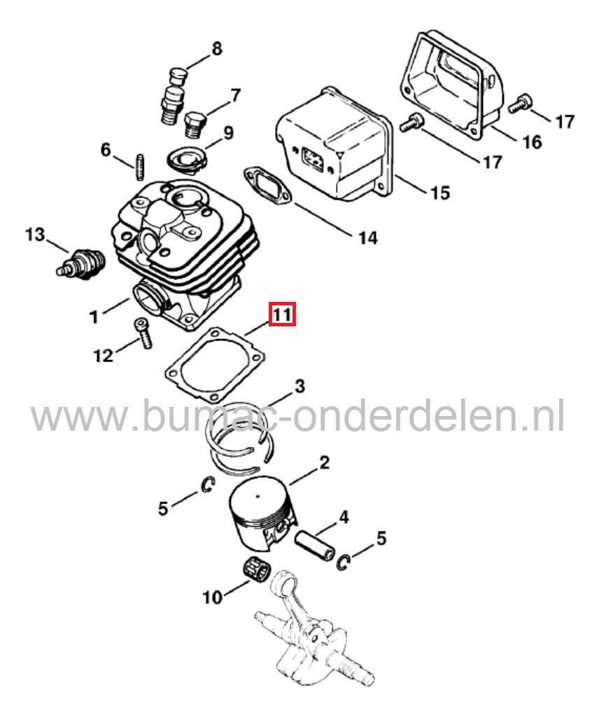Cilinderpakking voor STIHL 024 - 026 - MS240 - MS260, Kettingzaag - Motorzaag, Cilinder Voet Pakking, Pakking tussen Cilinder en Carter bij Stihl 2-Takt Motor