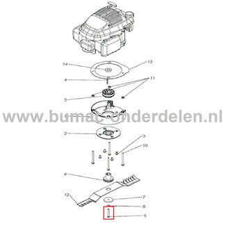 Mesbout 3/8-24 UNF voor Husqvarna, Jonsered, Partner, McCulloch Gazonmaaiers, Grasmaaiers, D51SPB, DB51, DBH51, DBS51, DBY51, ELITE SP2, ELITE SP2 SPH2, ELITE SPH2, onderdeel