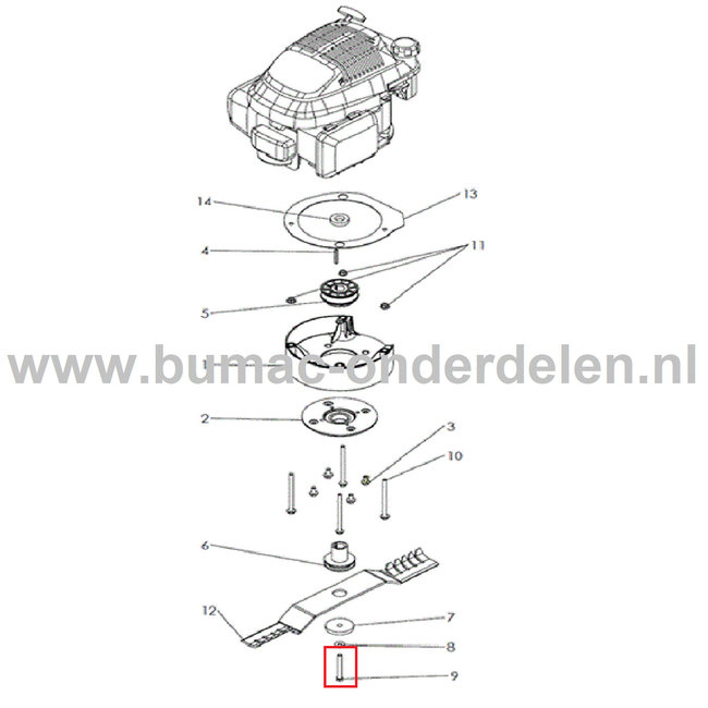 Mesbout 3/8-24 UNF voor Husqvarna, Jonsered, Partner, McCulloch Gazonmaaiers, Grasmaaiers, D51SPB, DB51, DBH51, DBS51, DBY51, ELITE SP2, ELITE SP2 SPH2, ELITE SPH2, onderdeel