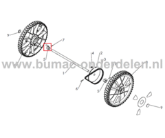 Wielbus voor Husqvarna, Jonsered, Partner, McCulloch Grasmaaiers Wiel Bus D51S, D51SP, DB51, DBH51, DBS51, DBY51, D 51 S, D 51 SP, DB 51, DBH 51, DBS 51, DBY 51 grasmachine onderdeel