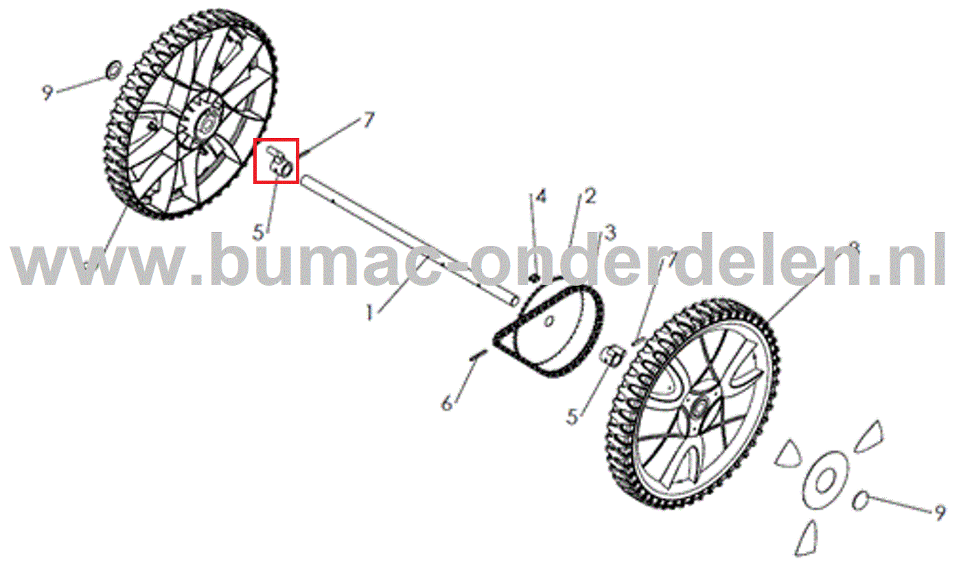 Wielbus voor Husqvarna, Jonsered, Partner, McCulloch Grasmaaiers Wiel Bus D51S, D51SP, DB51, DBH51, DBS51, DBY51, D 51 S, D 51 SP, DB 51, DBH 51, DBS 51, DBY 51 grasmachine onderdeel
