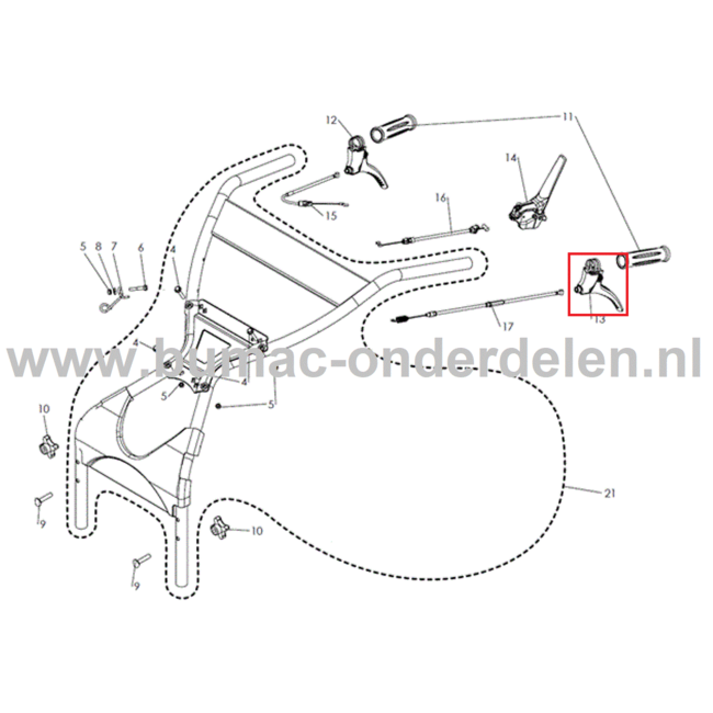 Koppelingshendel voor Husqvarna, Jonsered, Partner, McCulloch, Grasmaaiers, Hendel voor inschakelen wielaandrijving, rijaandrijving Aandrijfhendel voor DBS 51, DBY 51, DBS51, DBY51, grasmaaier onderdeel