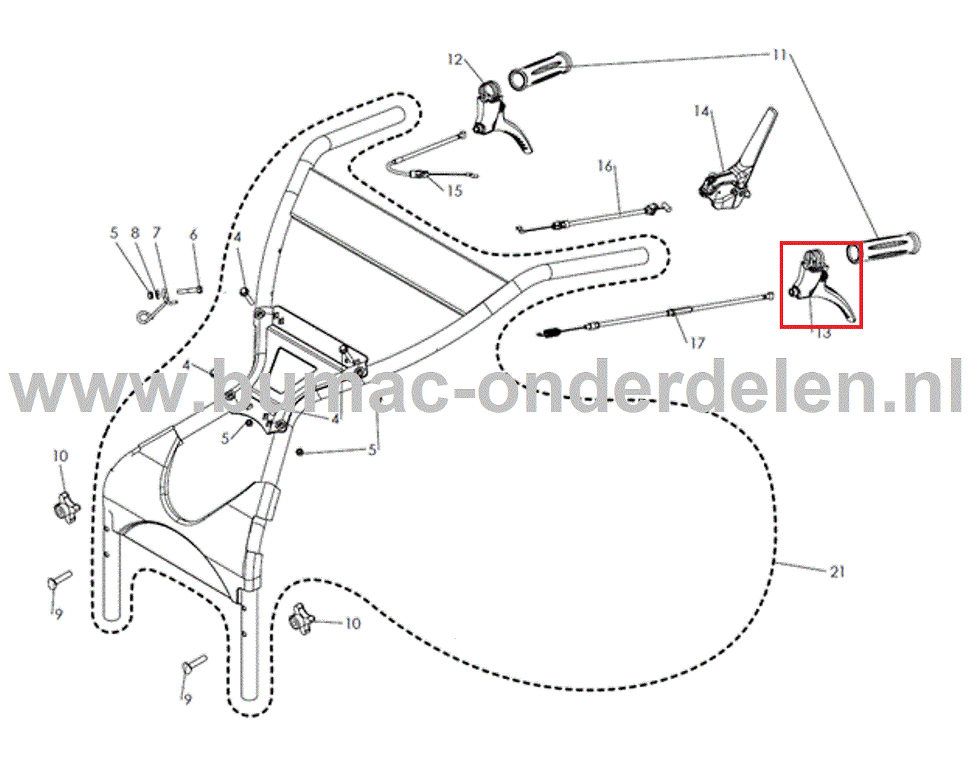 Koppelingshendel voor Husqvarna, Jonsered, Partner, McCulloch, Grasmaaiers, Hendel voor inschakelen wielaandrijving, rijaandrijving Aandrijfhendel voor DBS 51, DBY 51, DBS51, DBY51, grasmaaier onderdeel