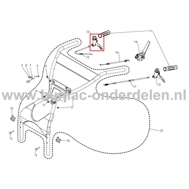 Koppelingshendel voor Hoogte Instelling bij Husqvarna, Jonsered, Partner, McCulloch Gazonmaaiers, Grasmaaiers, Maaihoogtehendel DBS 51, DBY 51, grasmaaier onderdeel