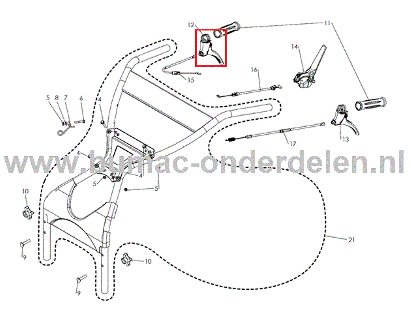 Koppelingshendel voor Hoogte Instelling bij Husqvarna, Jonsered, Partner, McCulloch Gazonmaaiers, Grasmaaiers, Maaihoogtehendel DBS 51, DBY 51, grasmaaier onderdeel