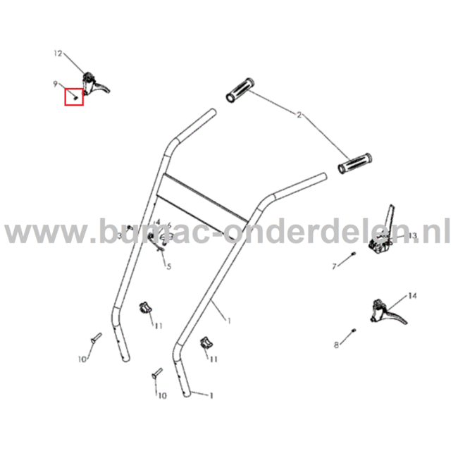 Koppelingskabel Maai Hoogte Instelling voor Husqvarna, Jonsered, Partner, McCulloch Grasmaaiers,  DB 51, DBH 51, DBS 51, DB51, DBH51, DBS51, onderdeel