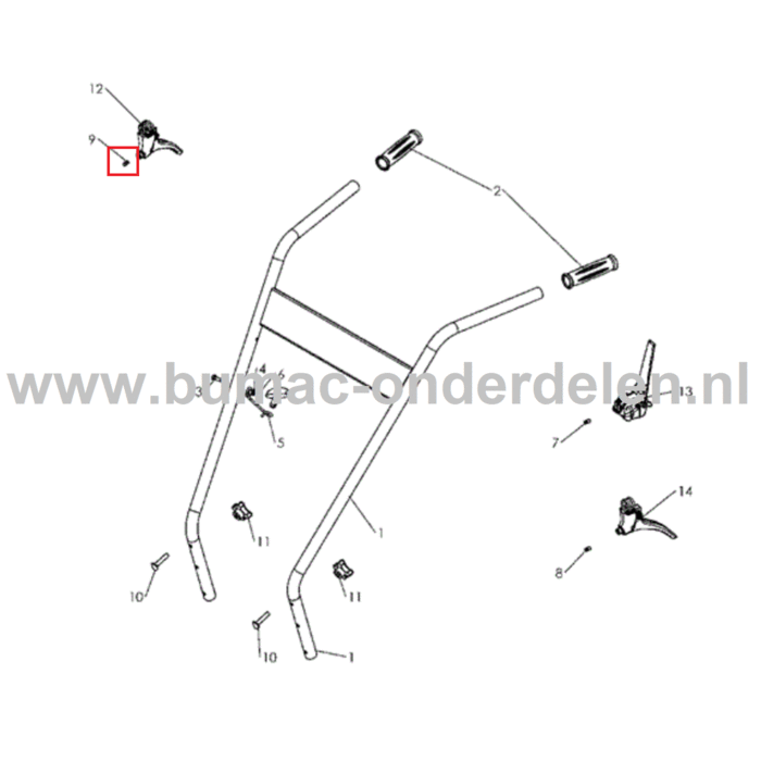 Koppelingskabel Maai Hoogte Instelling voor Husqvarna, Jonsered, Partner, McCulloch Grasmaaiers,  DB 51, DBH 51, DBS 51, DB51, DBH51, DBS51, onderdeel
