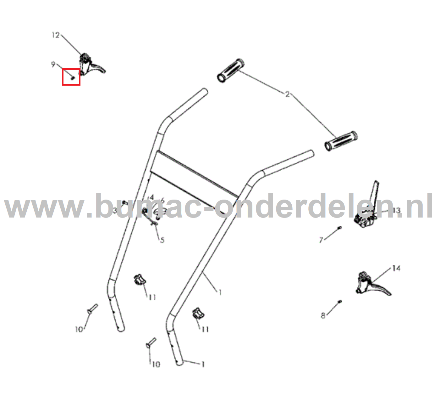Koppelingskabel Maai Hoogte Instelling voor Husqvarna, Jonsered, Partner, McCulloch Grasmaaiers,  DB 51, DBH 51, DBS 51, DB51, DBH51, DBS51, onderdeel