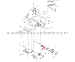 Wielbus voor Husqvarna, Jonsered, Partner, McCulloch Grasmaaier Wiel Bus  LC247, LC247 Li, LC247 S, LC247 SP, LC347 V, LC347 VLi, LC347Vi, LM 2247 C, LM 2247 CD, LM 2247 CDP, LZ 2247 CD, onderdeel