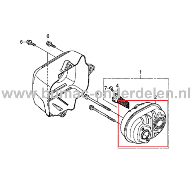 Uitlaat voor Honda Motoren Geluidsdemper, Knaldemper GCV170, GCV200 - Onderdelen in en om de tuin - Bevestigingsmaterialen en Aanhangwagen onderdelen.