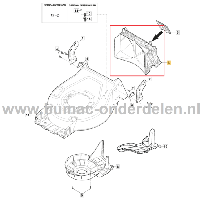 Kunstof Achterschot voor Stiga, Castelgarden, Alpina, Mountfield Gazonmaaiers, Grasmaaiers, Loopmaaiers, Duwmaaiers 125-43, 46-475 IS, 51-145H, 51-170 H, AL4 46, AL4 46 A, AL4 46 S, AL4 46 SA, AL4 46 SH, AL4 51 SHQ, AL4 51 SQ, AL4 51 SQ B55, AL4 51 SQE, A