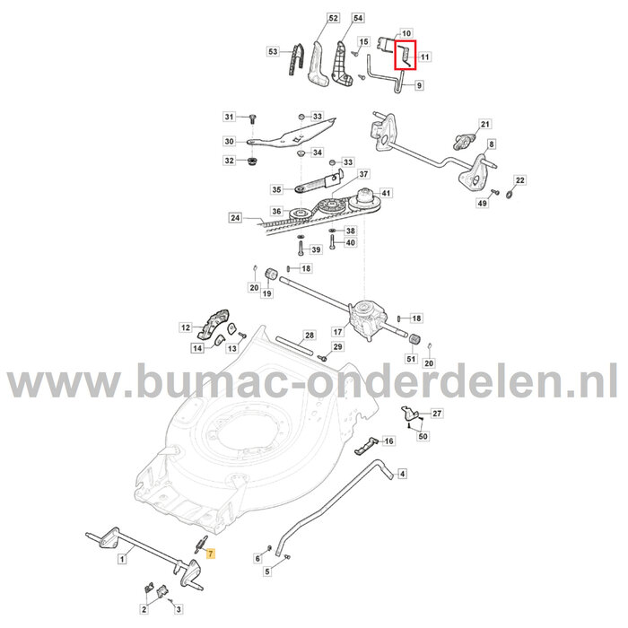 Veer Hoogte Instelling voor Stiga, Castelgarden, Alpina, Mountfield Gazonmaaiers, Grasmaaiers, Loopmaaiers, Duwmaaiers BL 510 S, BL 510 SHQ, COLLECTOR 43, COLLECTOR 43 S, COLLECTOR 48 B, Collector 48 B, Collector 48 S, COLLECTOR 48 S B, Collector 48 S B,