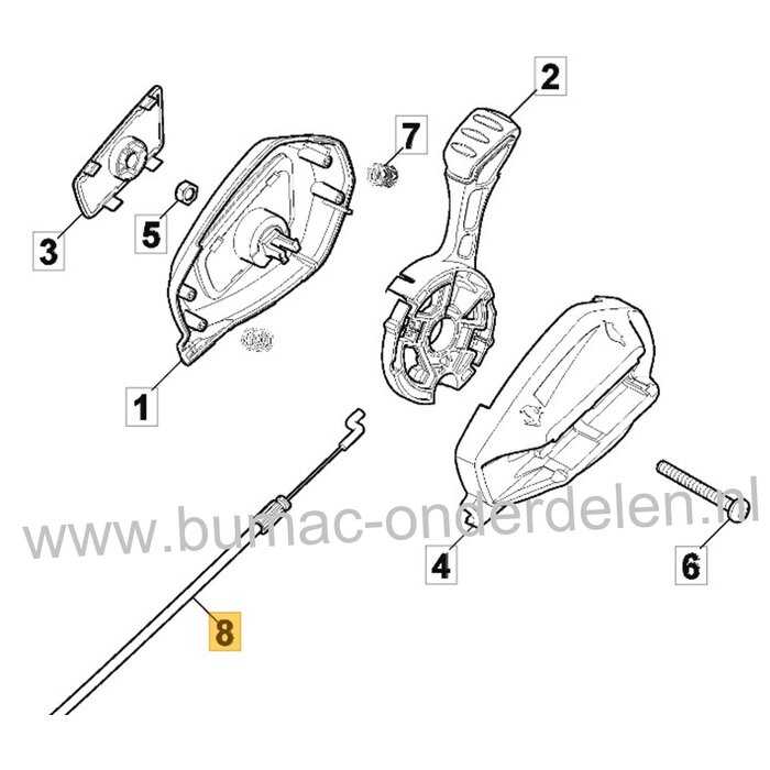 Koppelingskabel voor Stiga, Castelgarden, Alpina, Mountfield Gazonmaaiers, Grasmaaiers, Loopmaaiers, Duwmaaiers Aandrijfkabel AL5 51 VAQ, BG PRO SERIE-4H, COMBI 48 SVQ, Combi 48 SVQ H, COMBI 53 SVQ H, CP1 484 WSVQ - H, EP 464TVGI, EP 484 TVGI, EP 484TVBI,