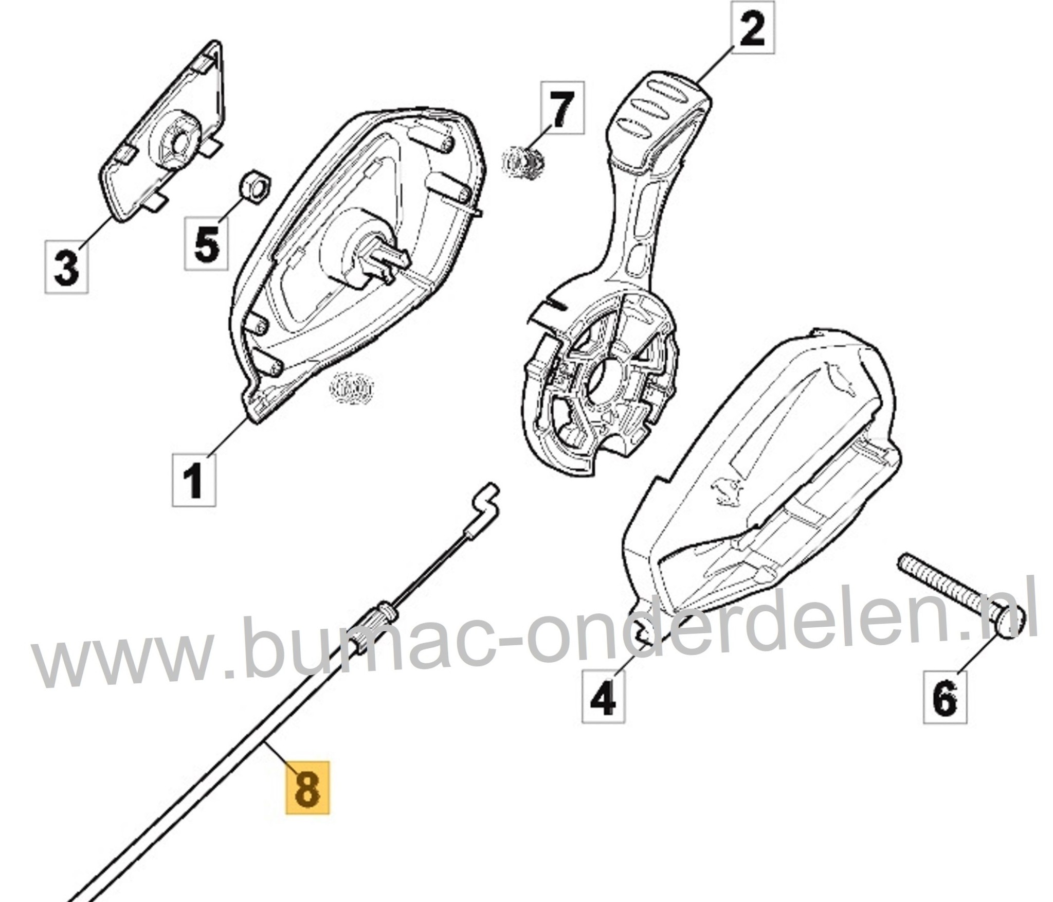 Koppelingskabel voor Stiga, Castelgarden, Alpina, Mountfield Gazonmaaiers, Grasmaaiers, Loopmaaiers, Duwmaaiers Aandrijfkabel AL5 51 VAQ, BG PRO SERIE-4H, COMBI 48 SVQ, Combi 48 SVQ H, COMBI 53 SVQ H, CP1 484 WSVQ - H, EP 464TVGI, EP 484 TVGI, EP 484TVBI,