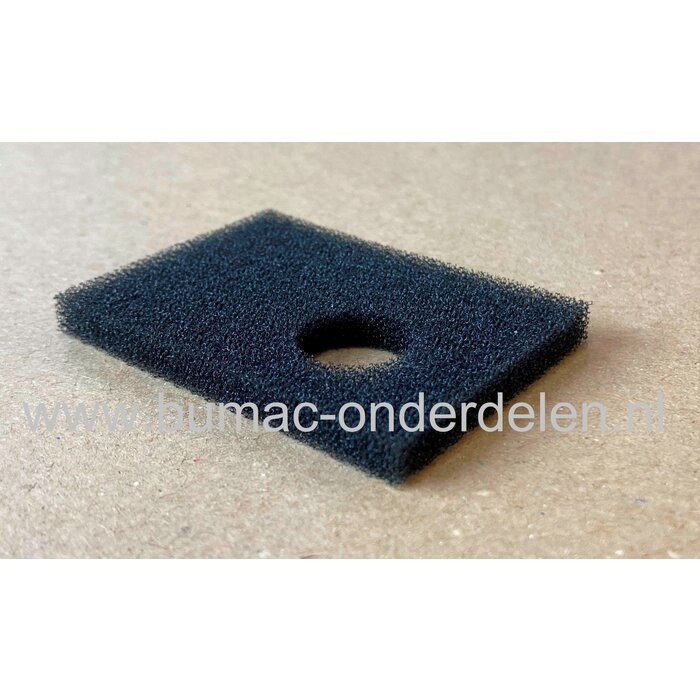 Luchtfilter voor Mc Culloch Promac33, P33, kettingzaag, motorzaag, benzinezaag,  lengte  62mm, breedte 46mm, hoogte 5mm, diameter gat 17mm, Pro mac 33, P 33, schuimfilter, sponsfilter, onderdeel