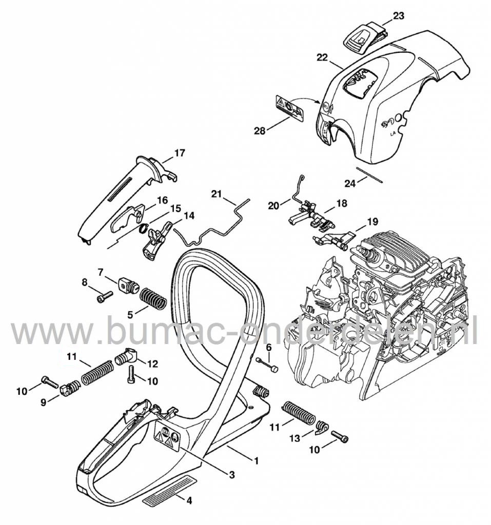 Dempveer Houder voor Stihl Kettingzaag MS171 - MS181 en MS211, Veer houder voor Trillingsdemper, - Anti Vibratie Rubber, Demp Veer eindstuk Stihl Kettingzaag, Motorzaag, onderdeel