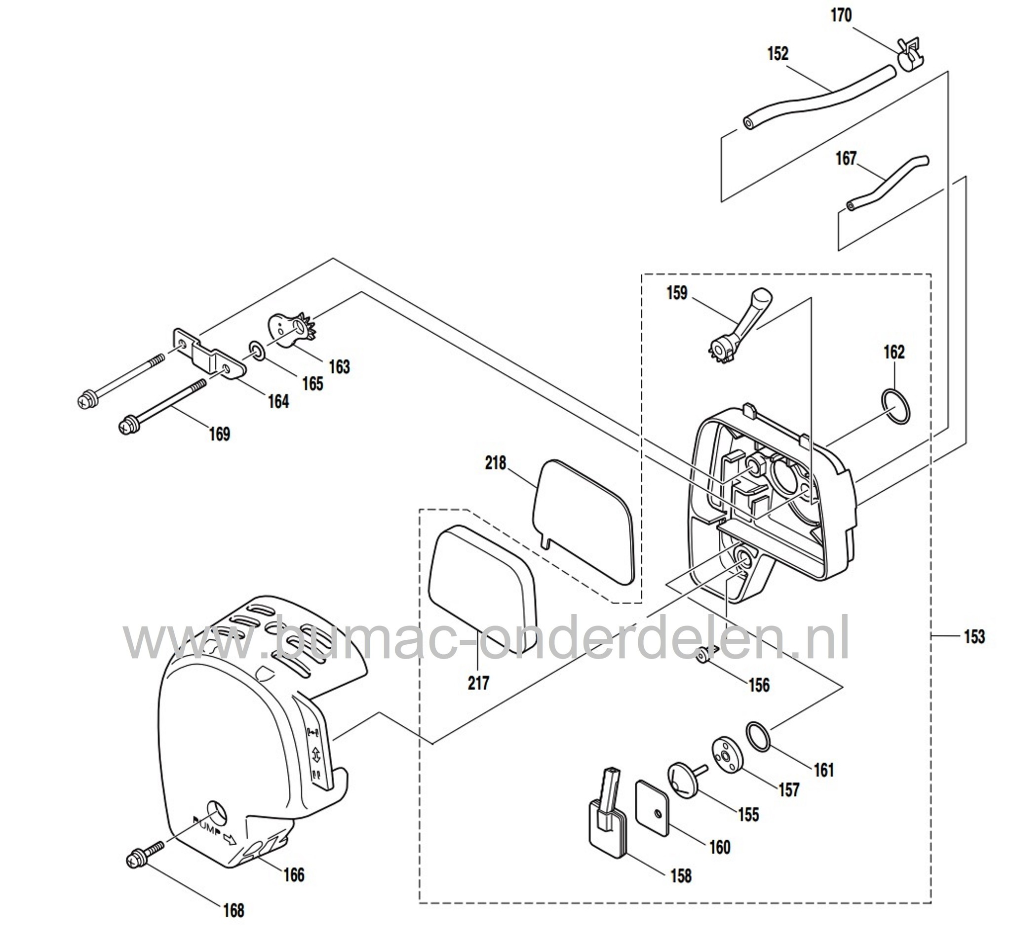 Luchtfilterhuis voor Dolmar - Makita Bosmaaier, Luchtfilterhouder voor BCX3400, HX25000, BHX2501, EBH252U, EBH253U, EBH341U, EBH341R, EPH1000, EW1050H, EW1060H, MS2454U, MS2454UE, MS3524U, MS3354U, onderdeel