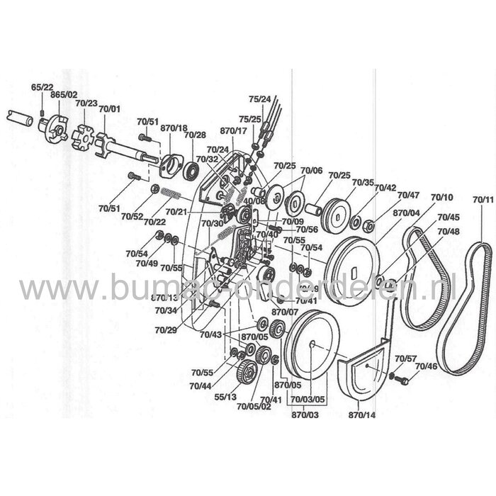 Tandwiel 30 Tands zit op de as van de Kooi voor Atco, Qualcast en Allett, Kooimaaiers