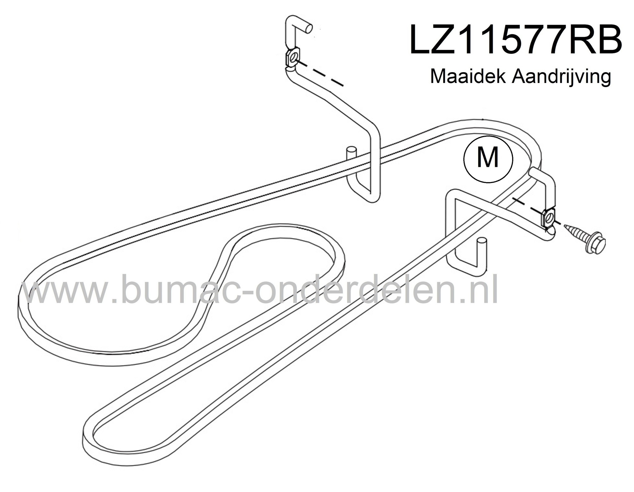 V snaar Rij of Maaidek Aandrijving voor Husqvarna LR112, LR120, LR121, LR122, LR125, LRH125, LT100, LT112, LT125, LT126, LT130, HFLT112A, HFLT130A, LT1000-14, LT4130G, LT4140G, TC130, 30, 36, 38 en 40 Inch (77, 92, 96 en 102 cm) Maaidek