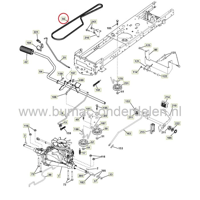 V snaar Rijaandrijving voor Husqvarna, Jonsered, Mcculloch, Partner, Wizard, Lazer, AYP, Yardpro Zitmaaier LT960, TC130, LZ11577HRB Breedte 12,7 mm La 2310 mm Aandrijfsnaar voor Hydrostaat, Versnellingsbak Aandrijving Wielen