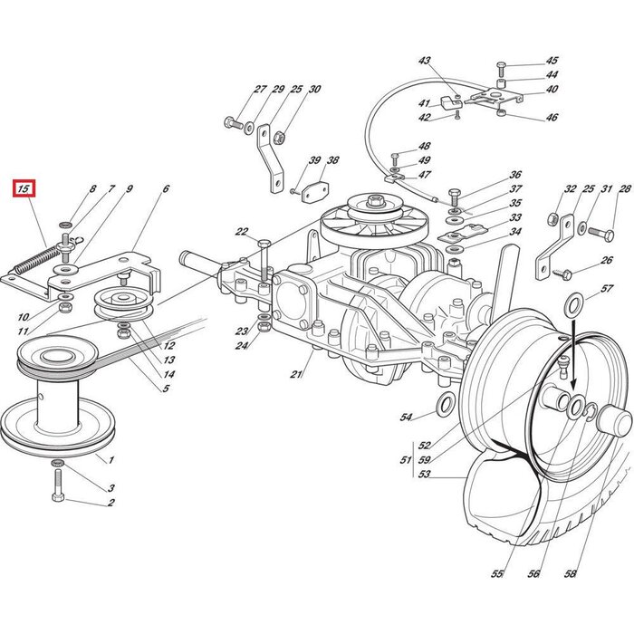 Veer voor Spannen V Snaar Aandrijving van de Versnellingsbak - Aandrijfbak - Differentieel bij Stiga - Castelgarden - Alpina - Mountfield - Honda Zitmaaier - Frontmaaier - Trekker onderdeel