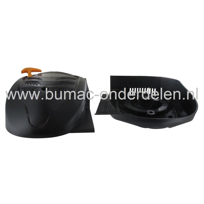 Starter compleet voor Chinese motoren Loncin en LCT  op grasmaaier, houtversnipperaar, veegmachine, startkap, starterkap, repeteertarter, onderdeel